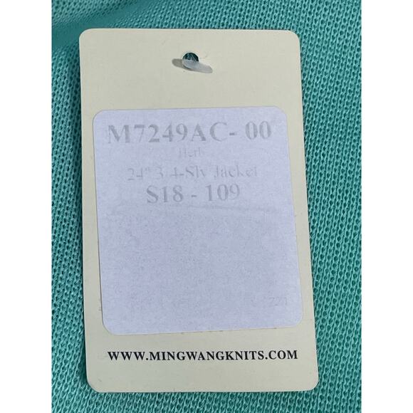 Ming Wang Cardigan Sweater Small Mint Green Clueless Preppy Old Money NWT - Picture 6 of 7